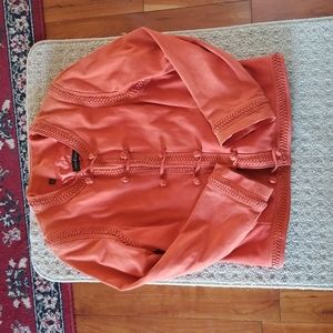 Terry Lewis Genuine Leather Coat Small Orange Braided Unique